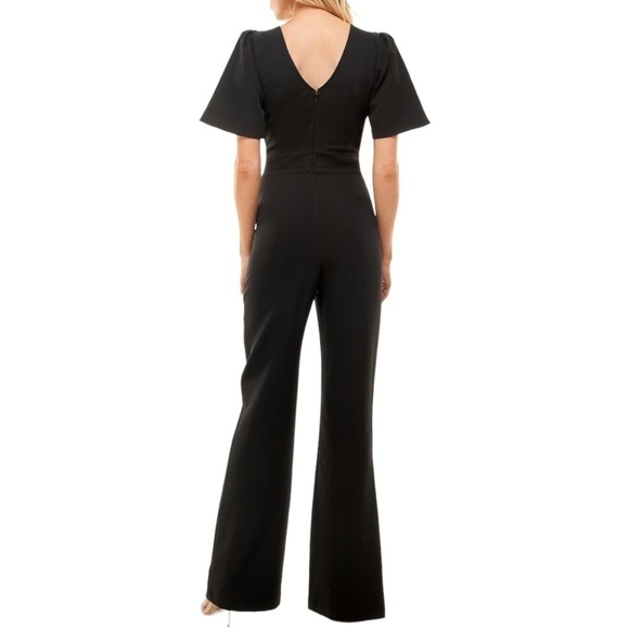 SOCIALITE Deep Surplice Neck Flutter Sleeve Jumpsuit black - Picture 3 of 14